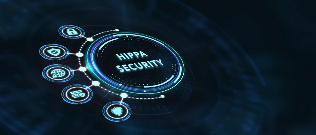 Concept 3D image of HIPPA compliance and security